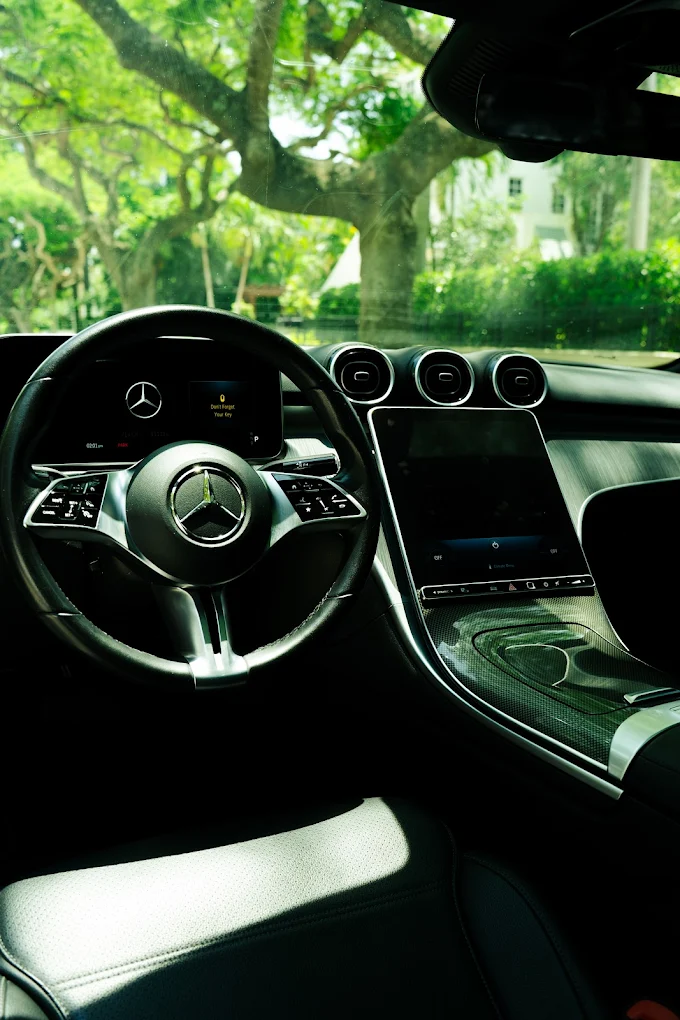 Mercedes-Benz C300 steering wheel and center console